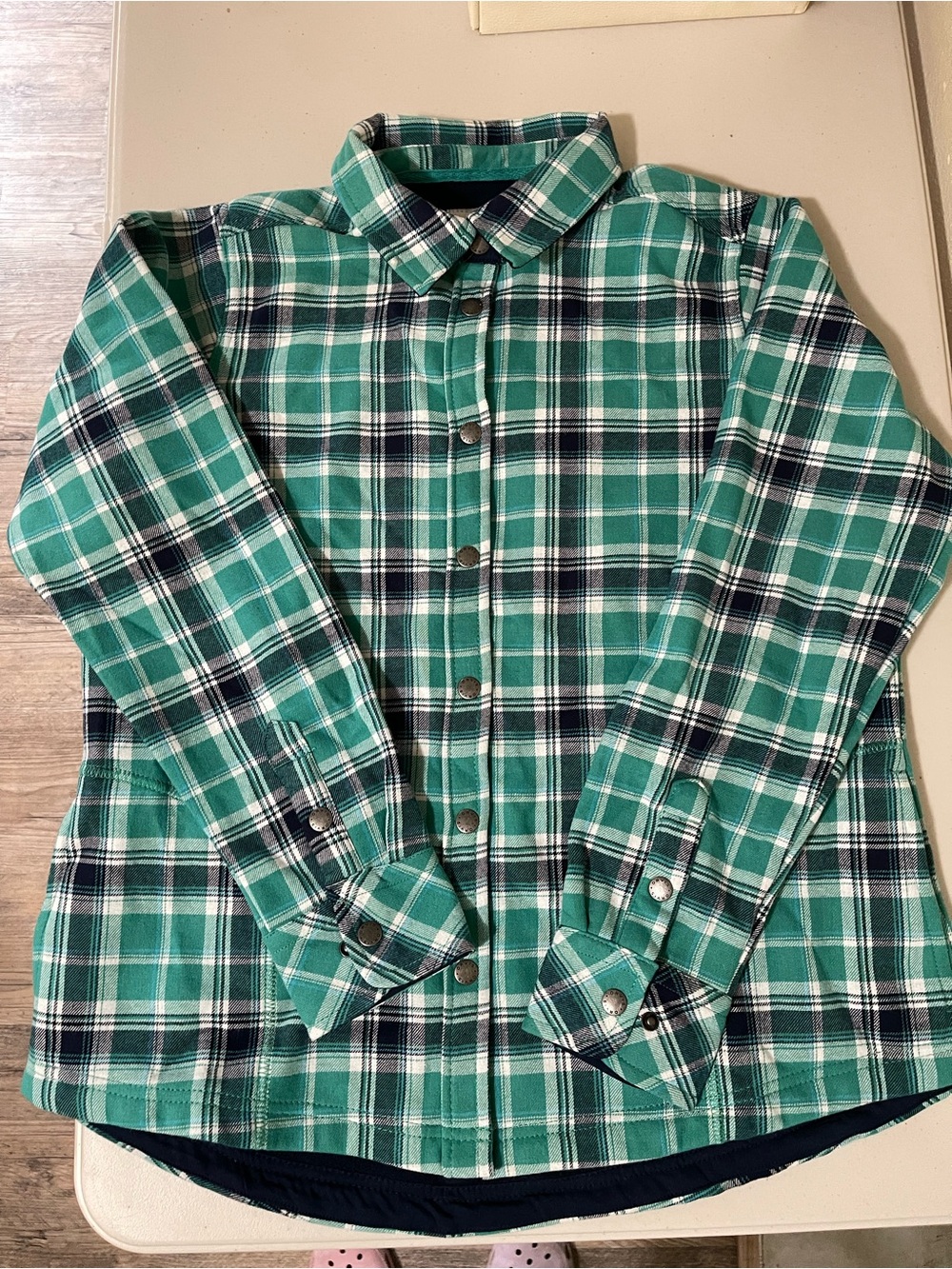 Orvis Women’s plaid flannel fleece lined shirt jacket size L